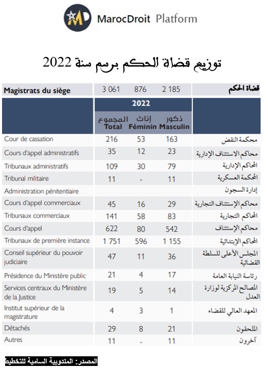 قضاء الحكم ومقاربة النوع الإجتماعي في أرقام