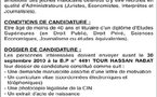 Avis de recrutement: pour les Juristes, économistes (dernier délai 30/9/2010)