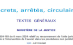 Décret n° 2024-193 du 6 mars 2024 relatif au recouvrement de l'aide juridictionnelle et de l'aide à l'intervention de l'avocat dans les procédures non juridictionnelles