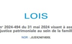 France : LOI du 31 mai 2024 visant à assurer une justice patrimoniale au sein de la famille